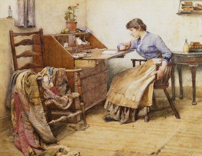 遠い考え、1887 作： Walter Langley