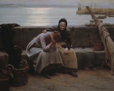 「朝は夕方に着ることはありませんでしたが、いくつかの心は壊れました」 作： Walter Langley