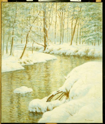 冬の小川、サンセットグロー（キャンバスに油彩） 作： Walter Launt Palmer