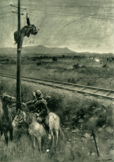 「電信線を切る行為に巻き込まれたボーア人」、1902 作： Walter Paget