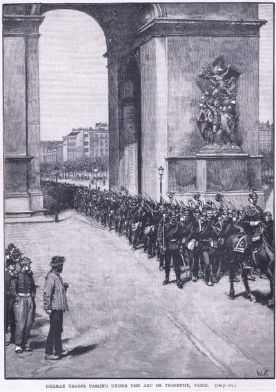 凱旋門1871 ADの下を通過するドイツ軍 作： Walter Paget