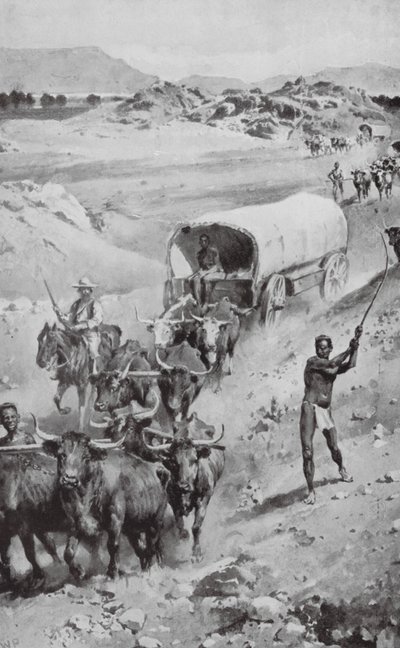1835-36年、ナタールへのボーア人の大移動（リトグラフ） 作： Walter Paget