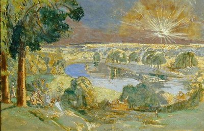 リッチモンド・ヒルから見たグローバーズ・アイランド、1933年頃（油彩・キャンバス） 作： Walter Richard Sickert