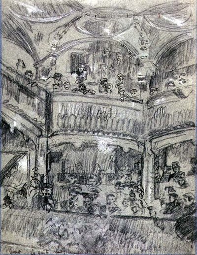 La Gaite Montparnasse, c.1907 (紙にチョーク) 作： Walter Richard Sickert
