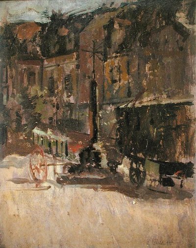 ディエップのマーケットクロス（油彩・パネル） 作： Walter Richard Sickert