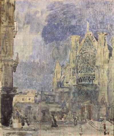 ディエップ、サン・ジャックのファサード 1899年頃（水彩・インク・紙） 作： Walter Richard Sickert