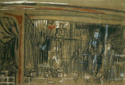 The Old Middlesex」の観客のための習作（クレヨン、ペン、インク、紙） 作： Walter Richard Sickert