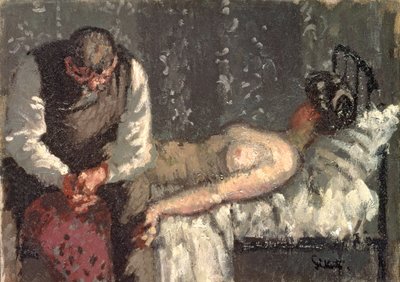 カムデンタウン殺人、または家賃のために何をすべきか、1908-9年頃（キャンバスに油彩） 作： Walter Richard Sickert