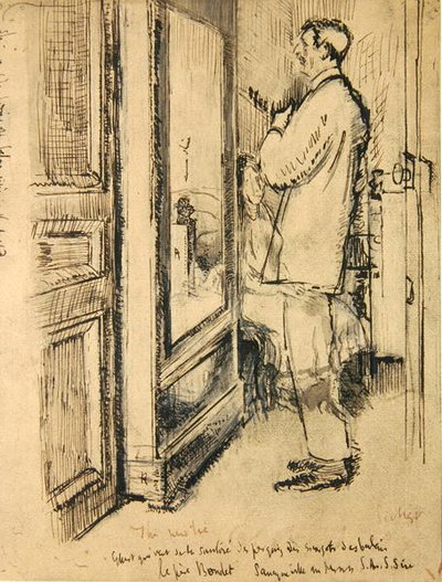 The New Tie, c.1922 （紙にペン、インク、ウォッシュ） 作： Walter Richard Sickert
