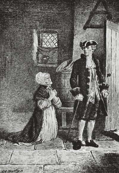エルズペスとグレナラン卿、アンティークのイラスト、ウォルター スコット (1771-1832) による歴史小説、彫刻 作： Walter Scott