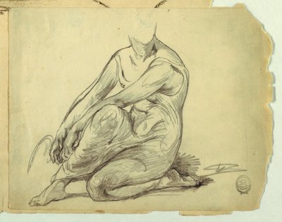 ひざまずく女性 作： Walter Shirlaw