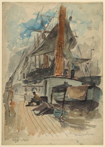 船上で 作： Walter Shirlaw
