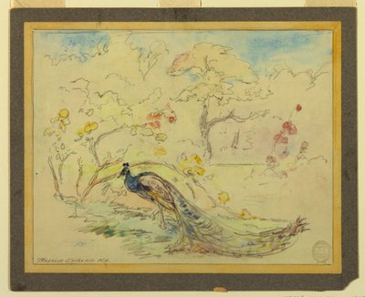 庭の孔雀 作： Walter Shirlaw