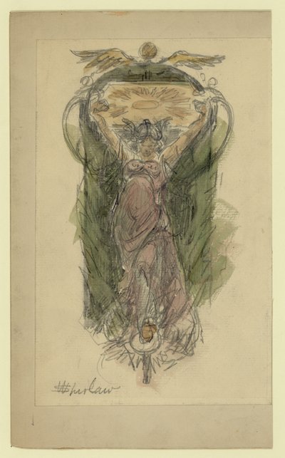 女性の壁画のための研究図面、いいえ。 1 作： Walter Shirlaw