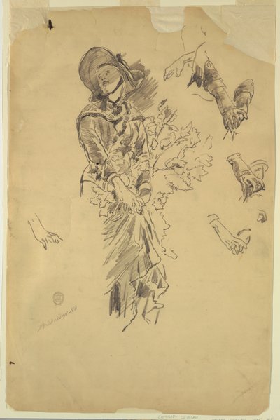 「山中」の図案研究 作： Walter Shirlaw