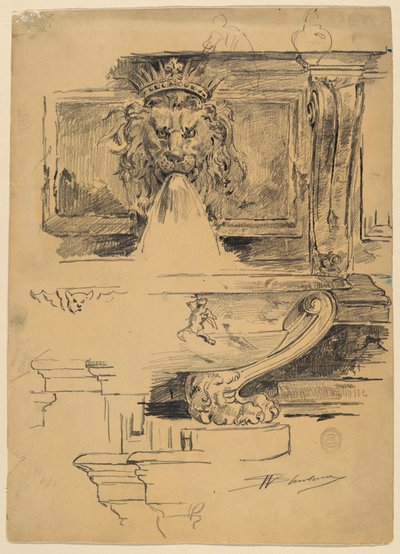 噴水の習作、イタリア 作： Walter Shirlaw
