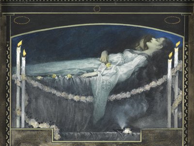 ロミオとジュリエット（紙にボディカラーと金の水彩） 作： Walter Sigmund Hampel
