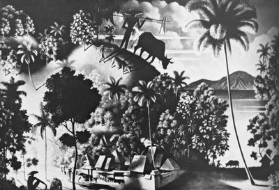 牛の影のある風景 (Landschaft mit Shattenkuh) 作： Walter Spies