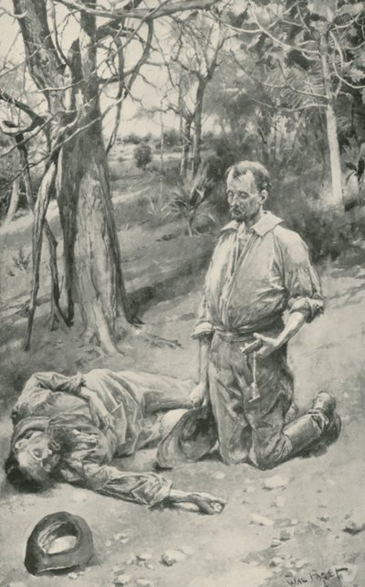 バークの最後の瞬間を見ている王 作： Walter Stanley Paget