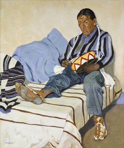 歌うインディアン（キャンバスに油彩） 作： Walter Ufer