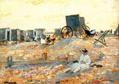 ビーチシーン（パネルに油彩） 作： Walter Westley Russell
