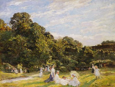 ハムステッドヒースでのピクニック（キャンバスに油彩） 作： Walter Westley Russell