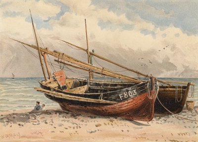 フランスの漁船、"Etretat"（カラーリトグラフ） 作： Walter William May