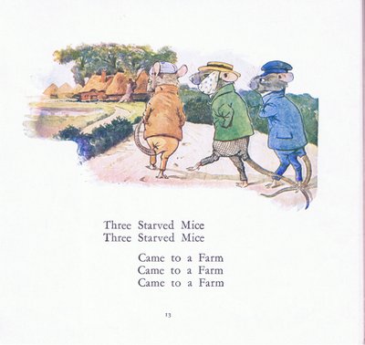 飢えたネズミ3匹、飢えたネズミ3匹が農場にやって来る 作： Walton Corbould