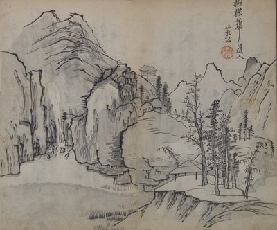 呉鎮 1280 年から 1354 年後の風景、マスタード シード ガーデン マニュアルの...、初版、1679 年から。 作： Wang Gai
