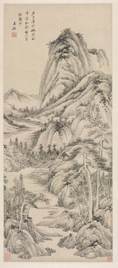 曇りの谷の松の木陰、1660年。 作： Wang Jian
