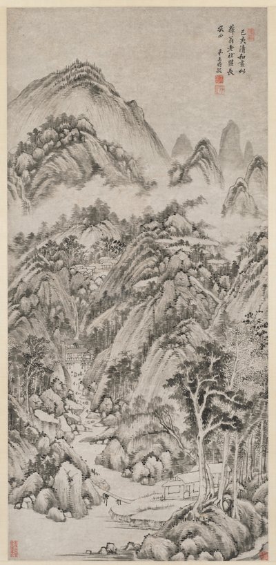 1659年の夏に抱かれた山の村。 作： Wang Shimin