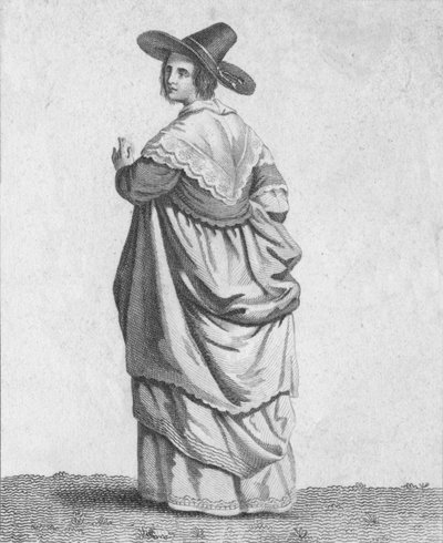 A Merchants Wife - 1640年の著名な市民の服装」1807年 作： Warren