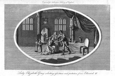 エドワード4世に援助と保護を懇願するレディ・エリザベス・グレイ」（1793年 作： Warren