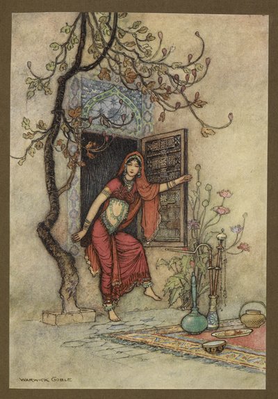 プレート 7: 「The Girl of the Wall-Amirah.」 ベンガルの民話 ... Warwick Goble によるカラーの 32 のイラスト付き (Edition de luxe) 作： Warwick Goble