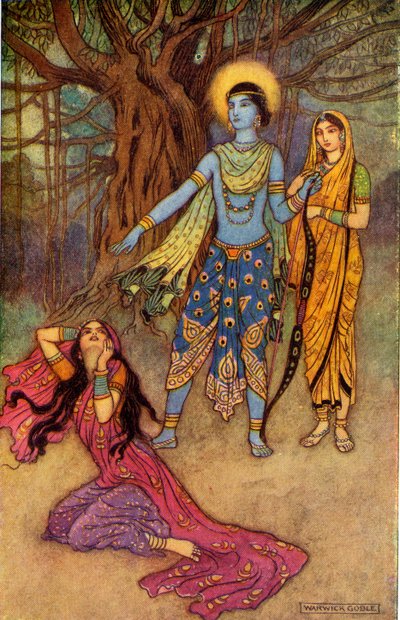 ラーマは悪魔の恋人を捨てる」1913年 作： Warwick Goble