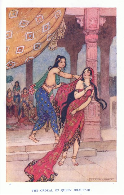 ドラウパド王妃の試練（カラーリトグラフ 作： Warwick Goble