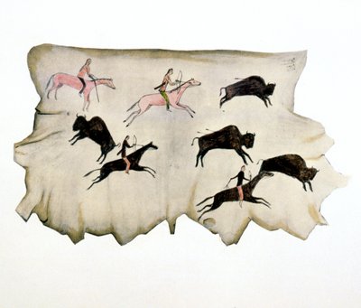 バッファロー狩りに参加したアメリカンプレーンズインディアン、1898年 作： Washakie