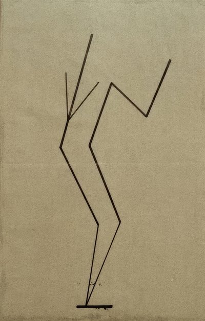 踊るパルッカの写真に基づく分析図、下の点からの平行構造 作： Wassily Kandinsky