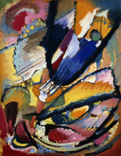 判断の天使; Engel des Jungsten Gerichts、c.1911（パネルに置かれた紙に油彩） 作： Wassily Kandinsky