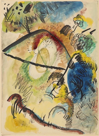 水彩Ⅸ（黒線あり） 作： Wassily Kandinsky