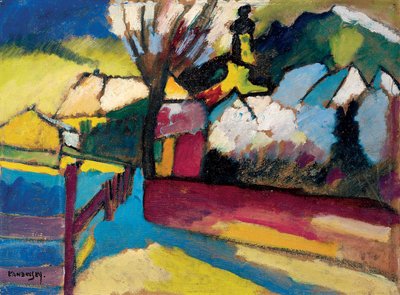 木のある秋の風景;木の秋の風景 作： Wassily Kandinsky