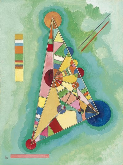 三角形でカラフル。 1927 作： Wassily Kandinsky