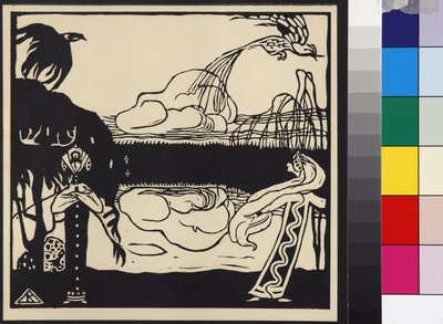 Deux oiseaux - Two Birds (Zwei Voegel), by Kandinsky, Wassily Vasilyevich (1866-1944).木版画 作： Wassily Kandinsky