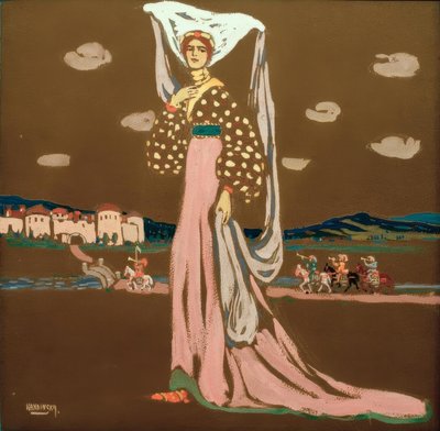 夜、（ウォーキングレディ） 作： Wassily Kandinsky