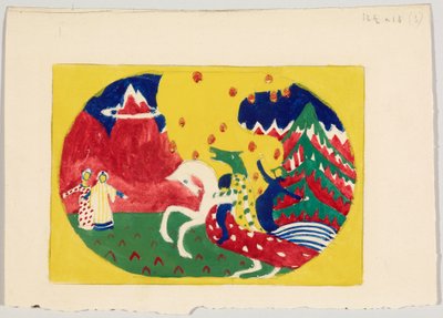 色木版画「山々」のための下絵 作： Wassily Kandinsky