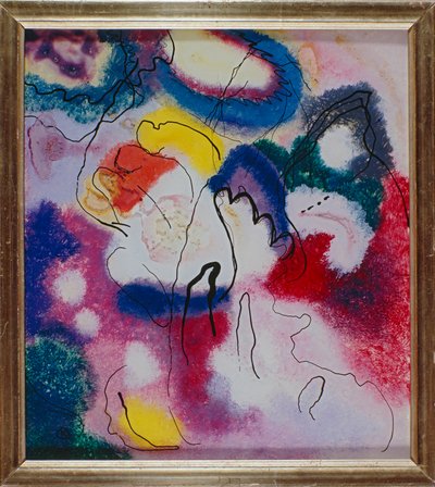 赤い染みのあるガラスの絵 作： Wassily Kandinsky