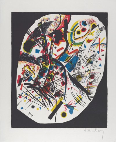 Kleine Welten III（Small Worlds III）、1922（赤、青、黄、黒のリトグラフ） 作： Wassily Kandinsky
