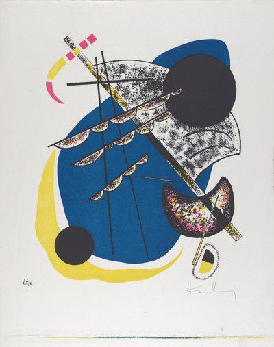 Kleine Welten II（Small Worlds II）、1922（黒、赤、青、黄色で印刷されたリトグラフ） 作： Wassily Kandinsky