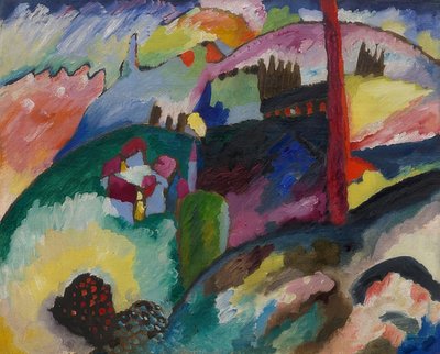 産業煙突のある風景。 1910 作： Wassily Kandinsky