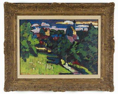 ムルナウ-城、教会、鉄道の眺め 作： Wassily Kandinsky